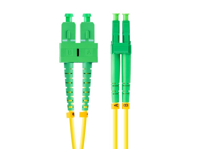 Lanberg FO-SALA-SD11-0020-YE duplex optikai patch kábel 2xSC/APC + 2LC/APC csatlakozóval, duplex 9/125 LSZH, 2m