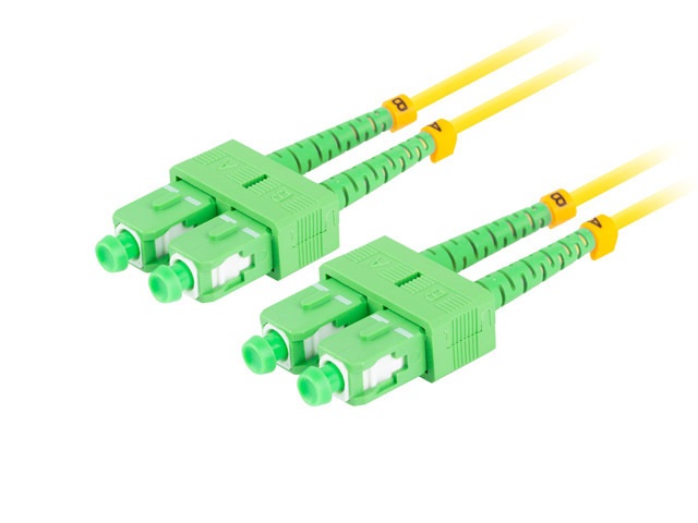 Lanberg FO-SASA-SD11-0100-YE duplex optikai patch kábel 4xSC/APC csatlakozóval, duplex 9/125 LSZH, 10m