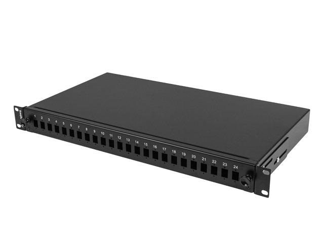 Lanberg FOP1-24SS-LDB 19" 1U 24xSC szimplex 24xLC duplex fekete optikai patch panel