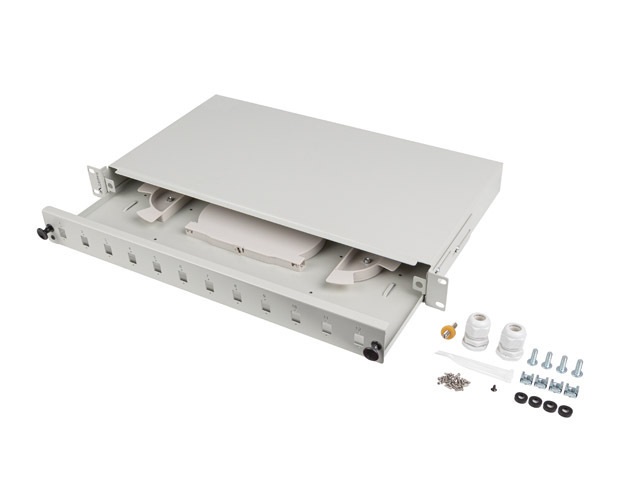 Lanberg FOP1-12SS-LDS 19" 1U 12xSC simplex vagy 12xLC duplex szürke kihúzható optikai üres patch panel