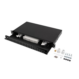 Lanberg FOP1-24SD-LQB 19" 1U 24xSC duplex vagy 24xLC Quad fekete kihúzható optikai üres patch panel