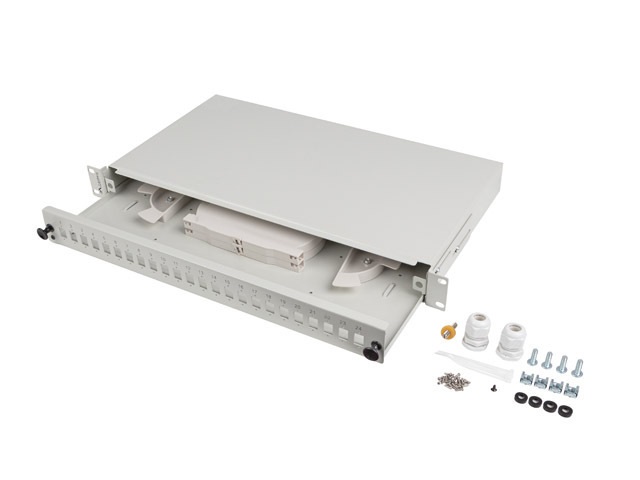 Lanberg FOP1-24SS-LDS 19" 1U 24xSC simplex vagy 24xLC duplex szürke kihúzható optikai üres patch panel