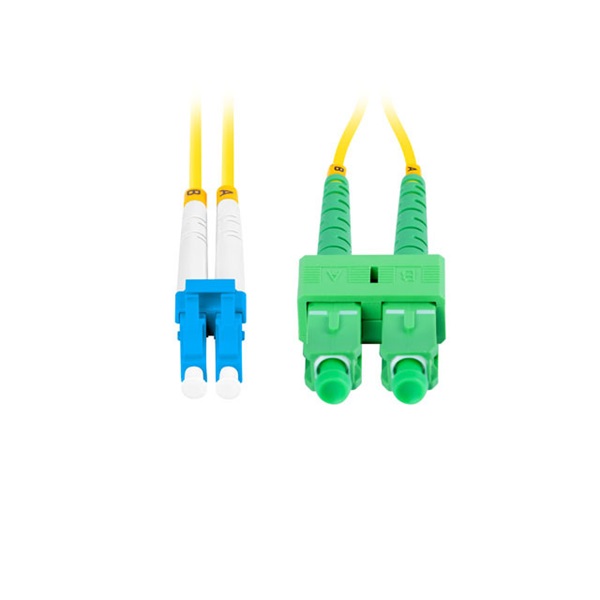 Lanberg FO-LUSA-SD11-0020-YE Monomódusú duplex optikai patch kábel 2xLC/UPC-2xSC/APC csatlakozóval 2m