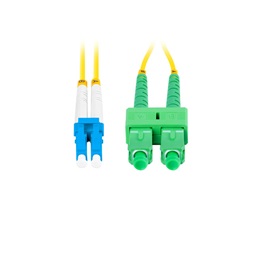 Lanberg FO-LUSA-SD11-0020-YE Monomódusú duplex optikai patch kábel 2xLC/UPC-2xSC/APC csatlakozóval 2m