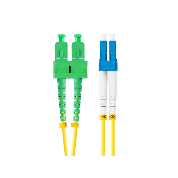 Lanberg FO-LUSA-SD11-0020-YE Monomódusú duplex optikai patch kábel 2xLC/UPC-2xSC/APC csatlakozóval 2m