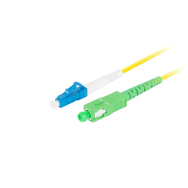 Lanberg FO-LUSA-SS11-0020-YE Monomódusú szimplex optikai patch kábel 1xLC/UPC-1xSC/APC csatlakozóval 2m