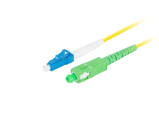 Lanberg FO-LUSA-SS11-0020-YE Monomódusú szimplex optikai patch kábel 1xLC/UPC-1xSC/APC csatlakozóval 2m