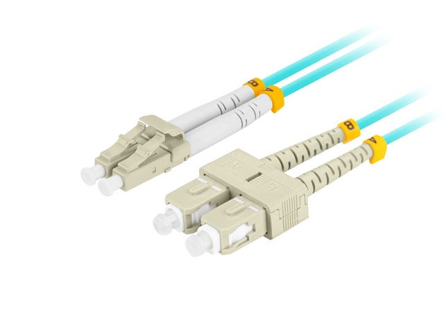 Lanberg FO-LUSU-MD31-0005-TQ Multimódusú OM3 duplex optikai patch kábel 2xLC/UPC-2xSC/UPC csatlakozóval 0,5m
