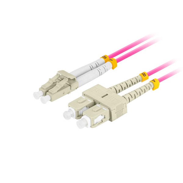 Lanberg FO-LUSU-MD41-0020-VT Multimódusú OM4 duplex optikai patch kábel 2xLC/UPC-2xSC/UPC csatlakozóval 2m