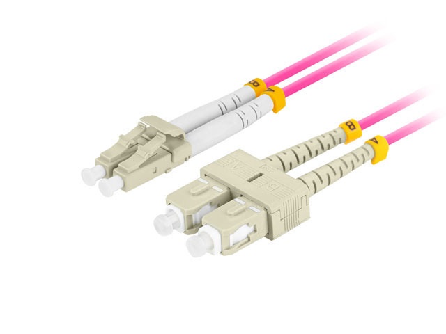 Lanberg FO-LUSU-MD41-0020-VT Multimódusú OM4 duplex optikai patch kábel 2xLC/UPC-2xSC/UPC csatlakozóval 2m