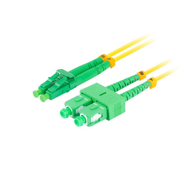 Lanberg FO-SALA-SD11-0010-YE Monomódusú duplex optikai patch kábel 2xSC/APC-2xLC/APC csatlakozóval 1m