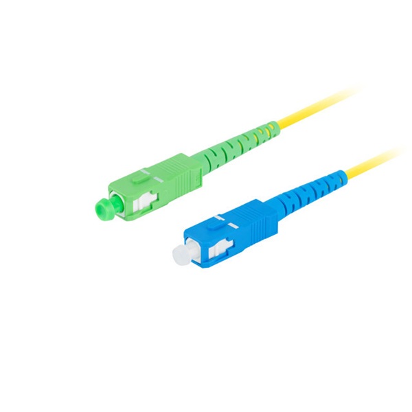 Lanberg FO-SASU-SS21-0010-YE Monomódusú szimplex optikai patch kábel 1xSC/APC-1xSC/UPC csatlakozóval 1m