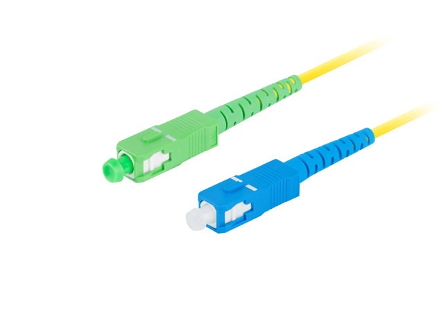 Lanberg FO-SASU-SS21-0010-YE Monomódusú szimplex optikai patch kábel 1xSC/APC-1xSC/UPC csatlakozóval 1m