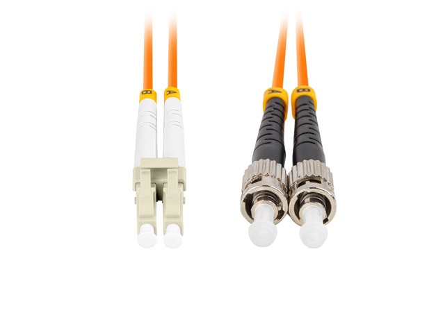 Lanberg FO-STLU-MD21-0010-OG Multimódusú OM2 duplex optikai patch kábel 1xST/UPC-1xLC/UPC csatlakozóval 1m