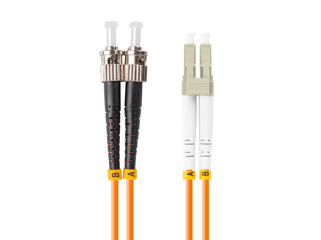 Lanberg FO-STLU-MD21-0010-OG Multimódusú OM2 duplex optikai patch kábel 1xST/UPC-1xLC/UPC csatlakozóval 1m