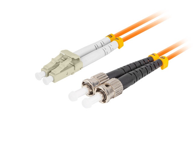 Lanberg FO-STLU-MD21-0010-OG Multimódusú OM2 duplex optikai patch kábel 1xST/UPC-1xLC/UPC csatlakozóval 1m