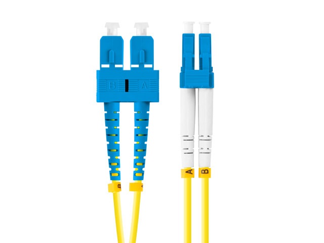 Lanberg FO-SULU-SD11-0030-YE Monomódusú duplex optikai patch kábel 2xSC/UPC-2xLC/UPC csatlakozóval 3m