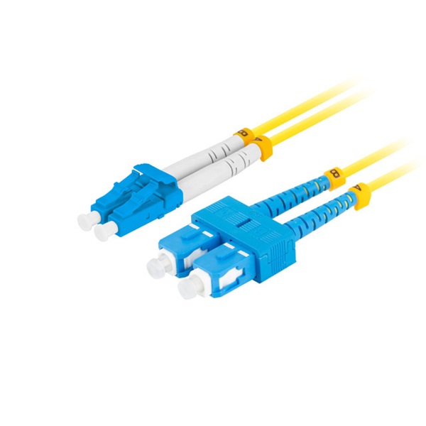 Lanberg FO-SULU-SD11-0030-YE Monomódusú duplex optikai patch kábel 2xSC/UPC-2xLC/UPC csatlakozóval 3m