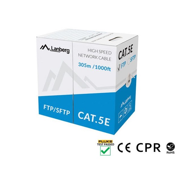Lanberg LCF5-11CU-0305-S Cat.5e F/UTP AWG24 Eca PVC 305m árnyékolt szürke fali kábel