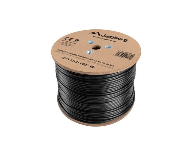 Lanberg LCF5-21CU-0305-BK Cat.5e F/UTP AWG24 Fca PE 305m árnyékolt fekete kültéri kábel