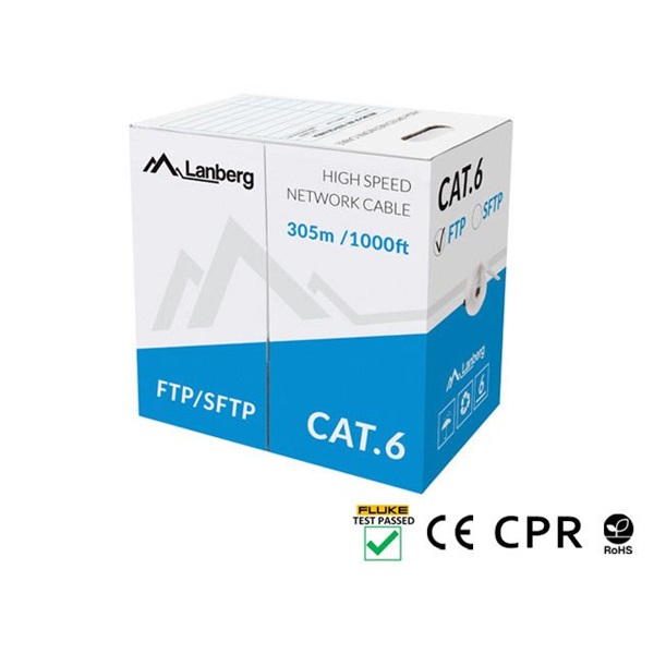 Lanberg LCF6-11CU-0305-S Cat.6 F/UTP AWG23 Eca PVC 305m árnyékolt szürke fali kábel