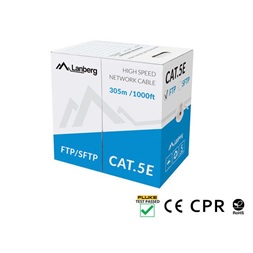 Lanberg LCS5-11CU-0305-S Cat.5e SF/UTP AWG24 Eca PVC 305m árnyékolt szürke fali kábel