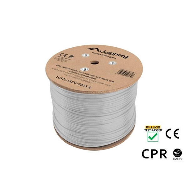Lanberg LCS7L-11CU-0305-S Cat.7 S/FTP AWG23 Dca LSZH 305m árnyékolt szürke fali kábel