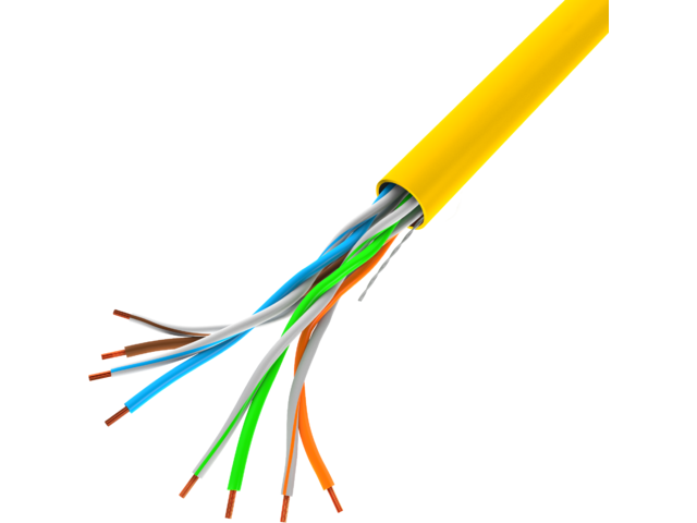 Lanberg LCU5-10CC-0305-Y UTP CCA 100Mb/s 100MHz 305m árnyékolatlan réz bevonatú alumínium sárga fali kábel
