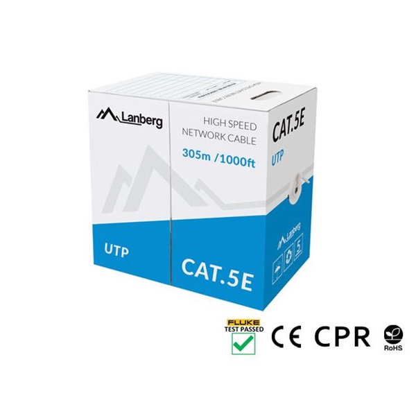 Lanberg LCU5-11CU-0305-S Cat.5e U/UTP AWG24 Eca PVC 305m árnyékolatlan szürke fali kábel