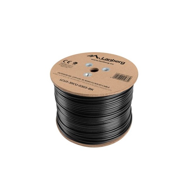 Lanberg LCU5-30CU-0305-BK Cat.5e U/UTP AWG24 Fca PE+PVC 305m árnyékolatlan zselés fekete kültéri kábel