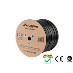 Lanberg LCU5-30CU-0305-BK Cat.5e U/UTP AWG24 Fca PE+PVC 305m árnyékolatlan zselés fekete kültéri kábel