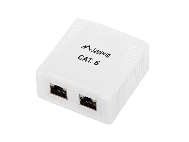 Lanberg OS6-0002-W Cat.6 FTP 2xRJ45 dupla árnyékolt fali aljzat