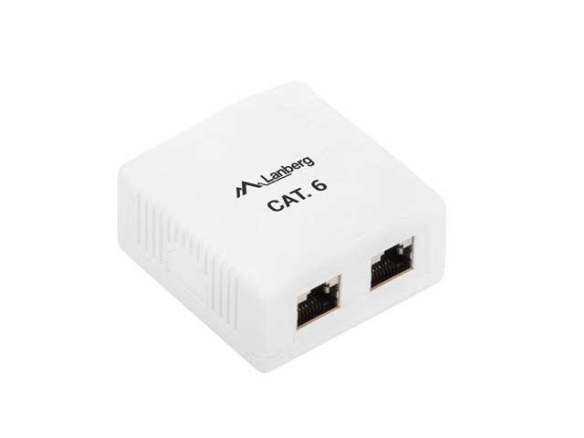 Lanberg OS6-0002-W Cat.6 FTP 2xRJ45 dupla árnyékolt fali aljzat