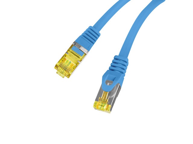 Lanberg PCF6A-10CU-0025-B Cat.6A S/FTP AWG27 LSZH árnyékolt kék patch kábel 0,25m