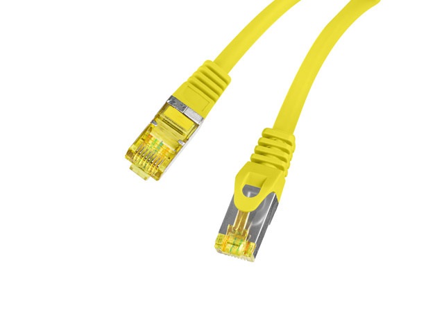 Lanberg PCF6A-10CU-0025-Y Cat.6A S/FTP AWG27 LSZH árnyékolt sárga patch kábel 0,25m
