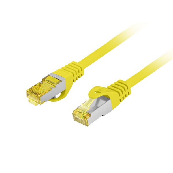 Lanberg PCF6A-10CU-0050-Y Cat.6A S/FTP AWG27 LSZH árnyékolt sárga patch kábel 0,50m