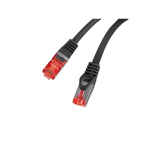Lanberg PCF6-10CU-0025-BK Cat.6 F/UTP AWG26 LSZH árnyékolt fekete patch kábel 0,25m