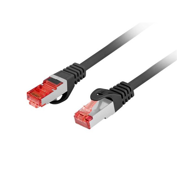 Lanberg PCF6-10CU-0025-BK Cat.6 F/UTP AWG26 LSZH árnyékolt fekete patch kábel 0,25m