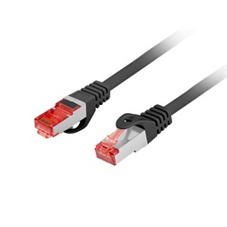 Lanberg PCF6-10CU-0025-BK Cat.6 F/UTP AWG26 LSZH árnyékolt fekete patch kábel 0,25m