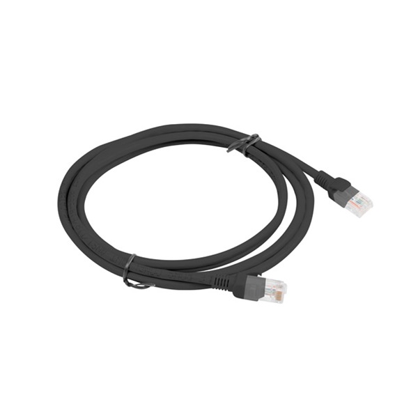 Lanberg PCU5-10CC-0200-BK Cat.5e U/UTP PVC CCA árnyékolatlan réz bevonatú alumínium fekete patch kábel 2m