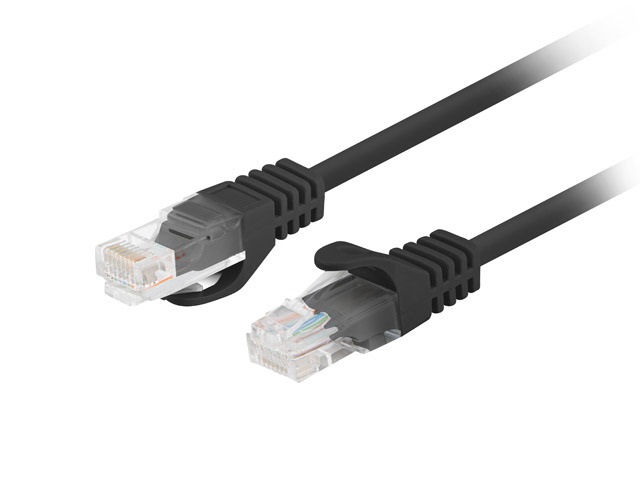 Lanberg PCU6-10CC-0025-BK Cat.6 U/UTP PVC CCA árnyékolatlan réz bevonatú alumínium fekete patch kábel 0,25m