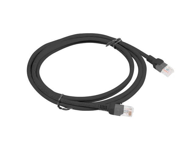 Lanberg PCU6-10CC-0200-BK Cat.6 U/UTP PVC CCA árnyékolatlan réz bevonatú alumínium fekete patch kábel 2m