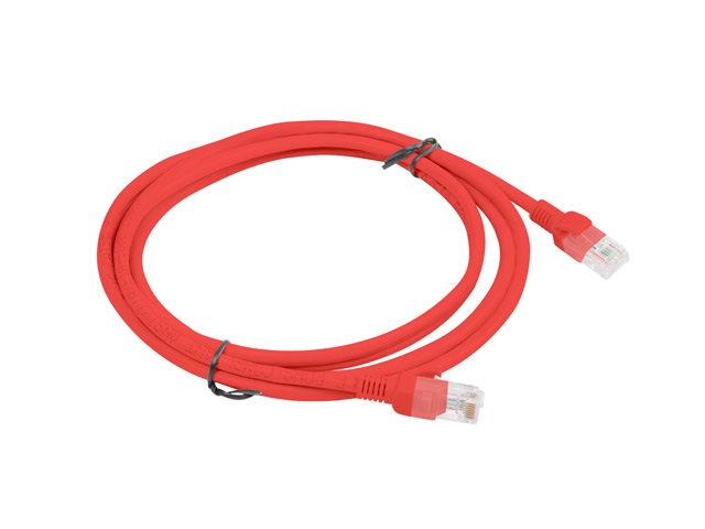 Lanberg PCU6-10CC-0200-R Cat.6 U/UTP PVC CCA árnyékolatlan réz bevonatú alumínium piros patch kábel 2m