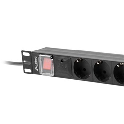 Lanberg PDU-08F-0200-BK 2m vezetékkel 19"/1U 8xSchuko aljzat Uni-Schuko csatlakozóvéggel fekete elosztósor kapcsolóval