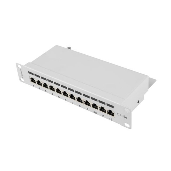 Lanberg PPF5-9012-S 10" 1U 12port Cat.5e FTP árnyékolt szürke patch panel