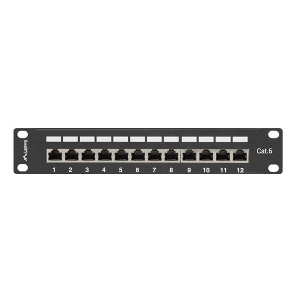 Lanberg PPF6-9012-B 10" 1U 12port Cat.6 FTP árnyékolt fekete patch panel