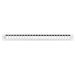 Lanberg PPKS-1024-S 19" 1U üres szürke patch panel 24 db Keystone jack fogadására, kábeltartóval