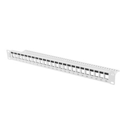 Lanberg PPKS-1024-S 19" 1U üres szürke patch panel 24 db Keystone jack fogadására, kábeltartóval