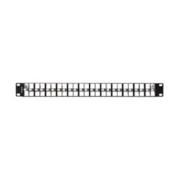Lanberg PPKS-1248-B 19"/1U moduláris üres fekete patch panel 24 db FTP Keystone jack fogadására, kábeltartóval