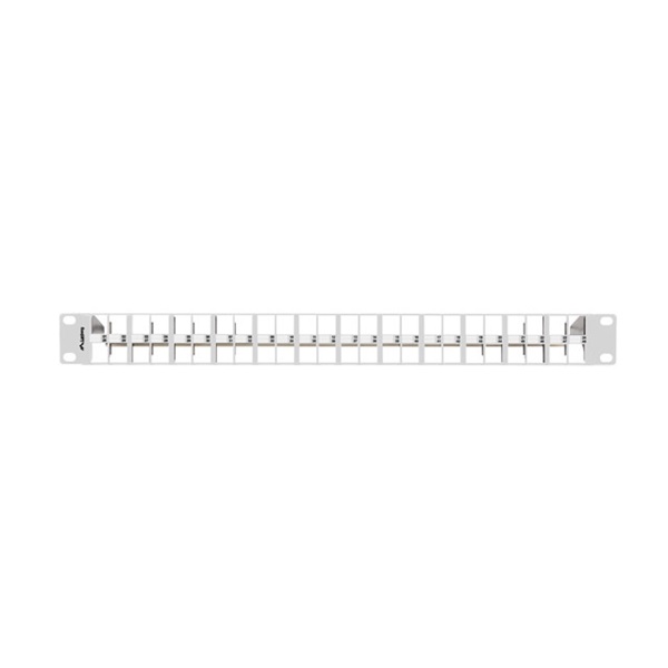 Lanberg PPKS-1248-S 19"/1U moduláris üres szürke patch panel 24 db  FTP Keystone jack fogadására, kábeltartóval